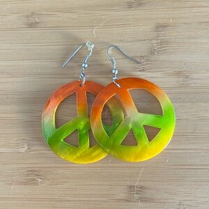 Vintage Mother of Pearl Peace Sign Earrings